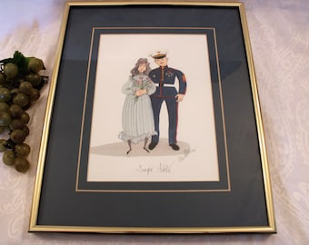 Semper Fidelis by P. Buckley Moss 1993 Signed Numbered Lithograph in Brass Metal Frame - 191/1000