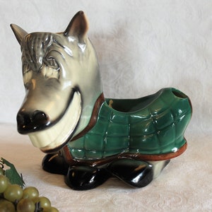 Vintage McCoy Pottery Smiling Racehorse Swank Dresser Caddy with Green Jacket