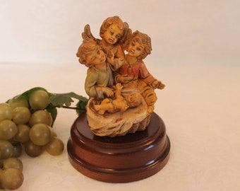 Vintage Baby Jesus and Angels Musical Figurine - Silent Night, Fontanini Depose Italy, Religious Christmas Collectible