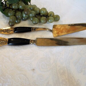 Vintage Bronze Ware Cake Carving Serving Set made in Thailand
