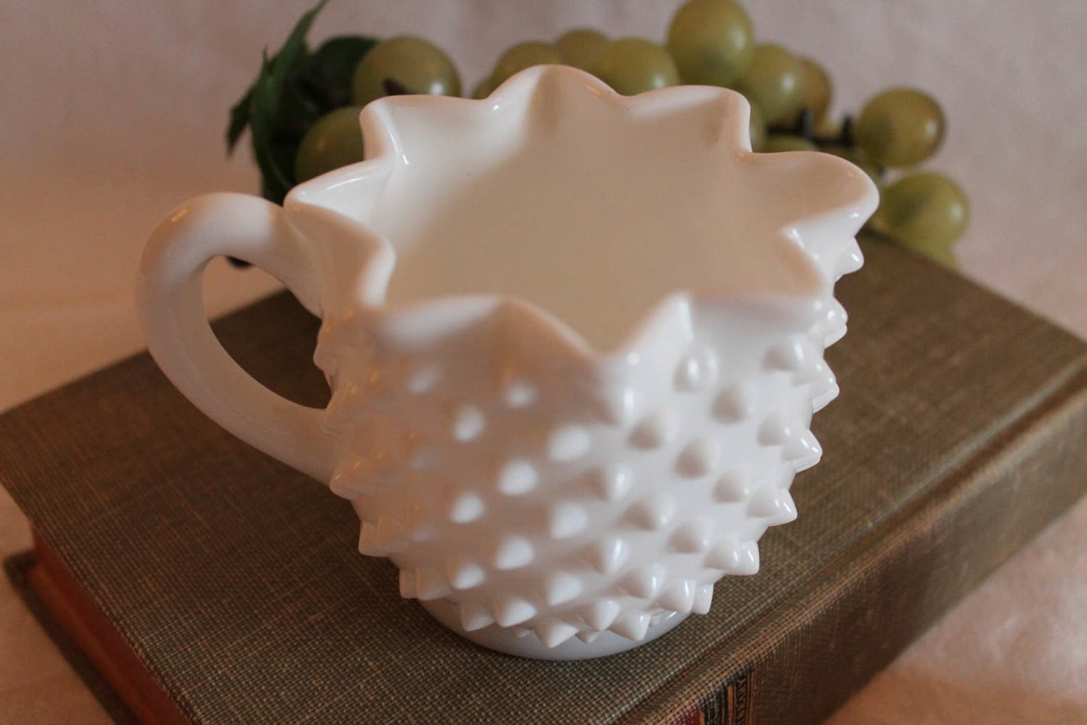 Fenton White Milk Glass Hobnail Creamer and Sugar Bowl Set Etsy