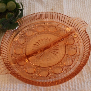Indiana Glass Windsor Brighton Pink divided dish, relish tray, plate, platter with handles