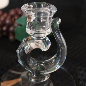 Set of 2 Fostoria Glass Clear 4.5&quot; Candle Holders - Century Pattern, Excellent Condition