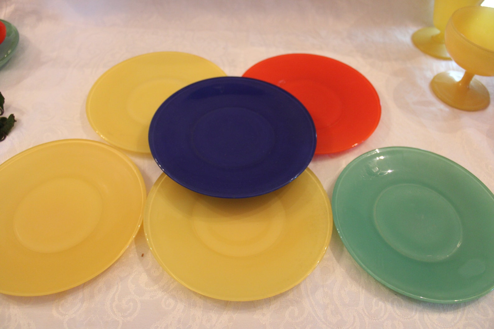 Collection of Anchor Hocking Glass Fire King Rainbow Etsy