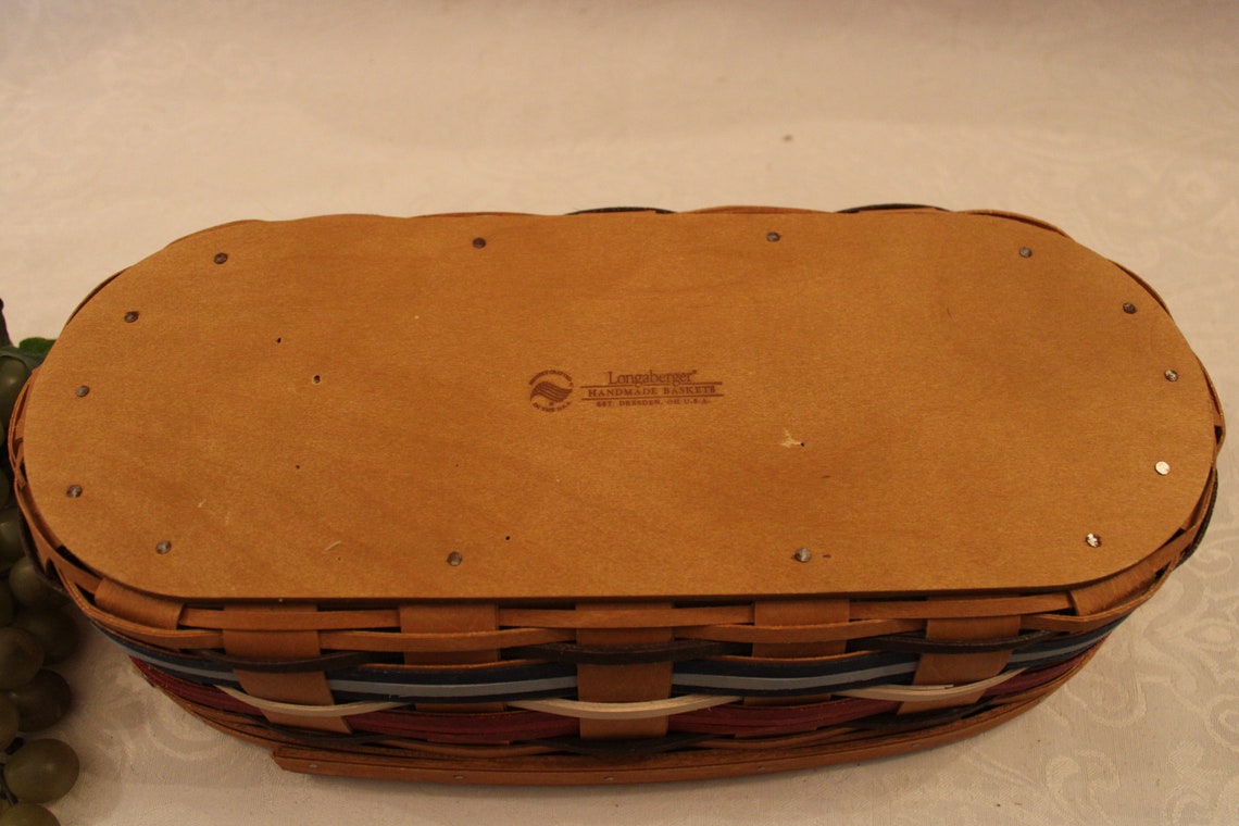 Longaberger Home Oval Tray Basket With Red White and Etsy