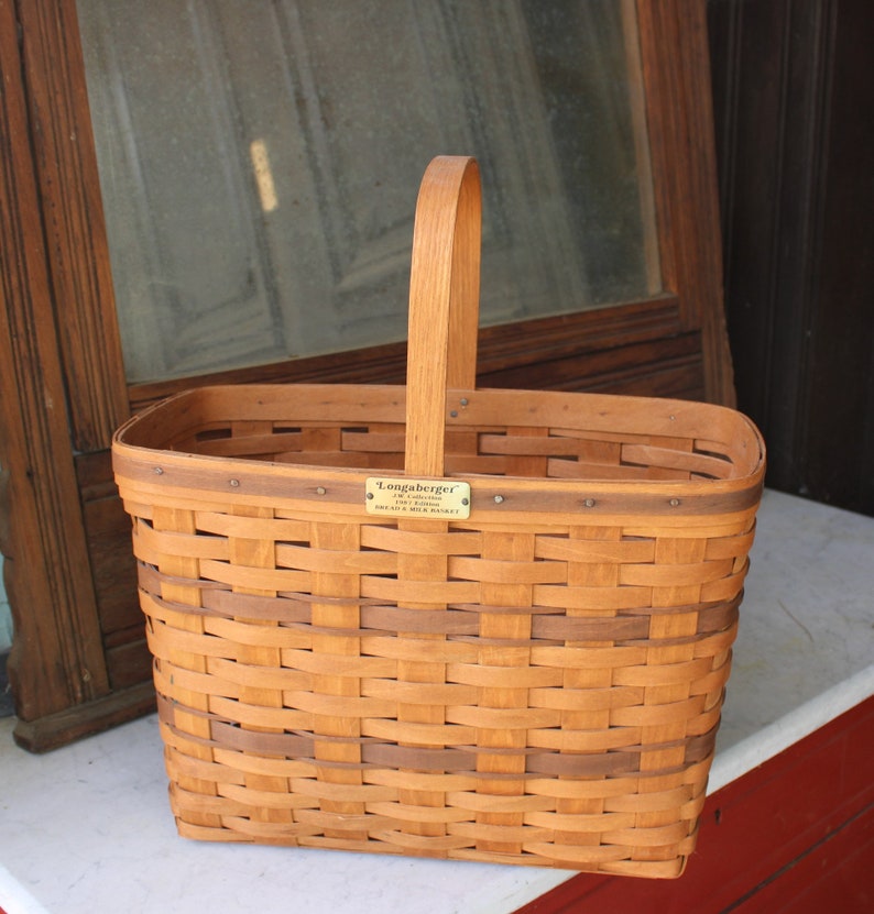 1987 Longaberger J.W. Collection Bread & Milk Basket Etsy