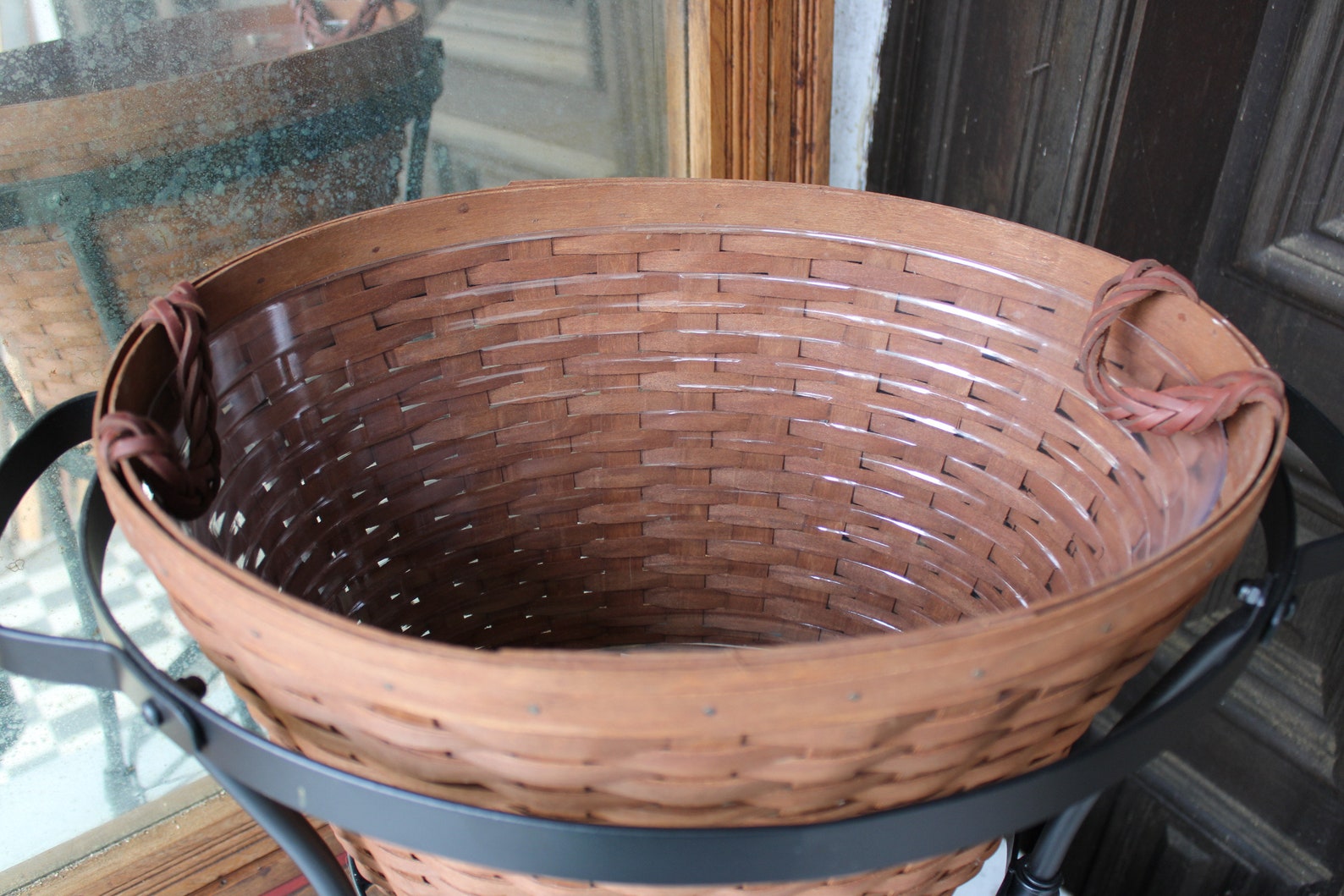 Longaberger Beverage Tub Basket with Wrought Iron Stand Rich Etsy
