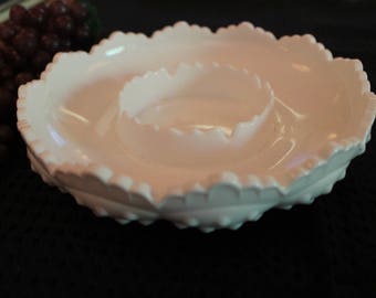Fenton White Milk Glass Hobnail 8.25" Small Chip/Dip or Candle Bowl or Ashtray