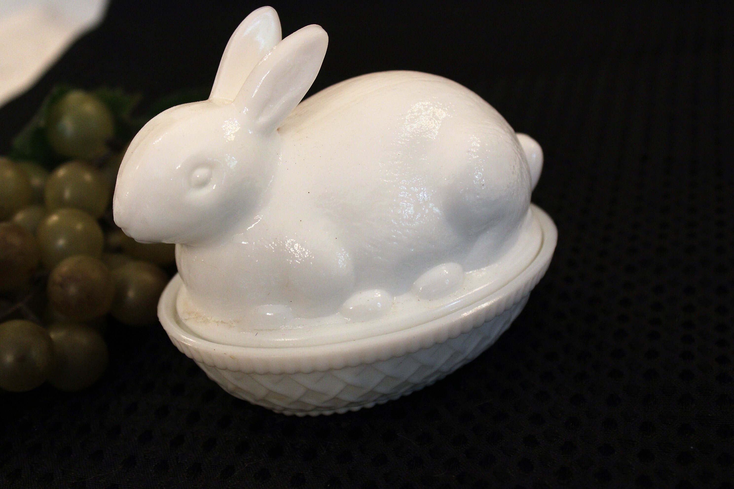 Vintage Imperial Milk Glass Bunny Rabbit on Nest White Etsy