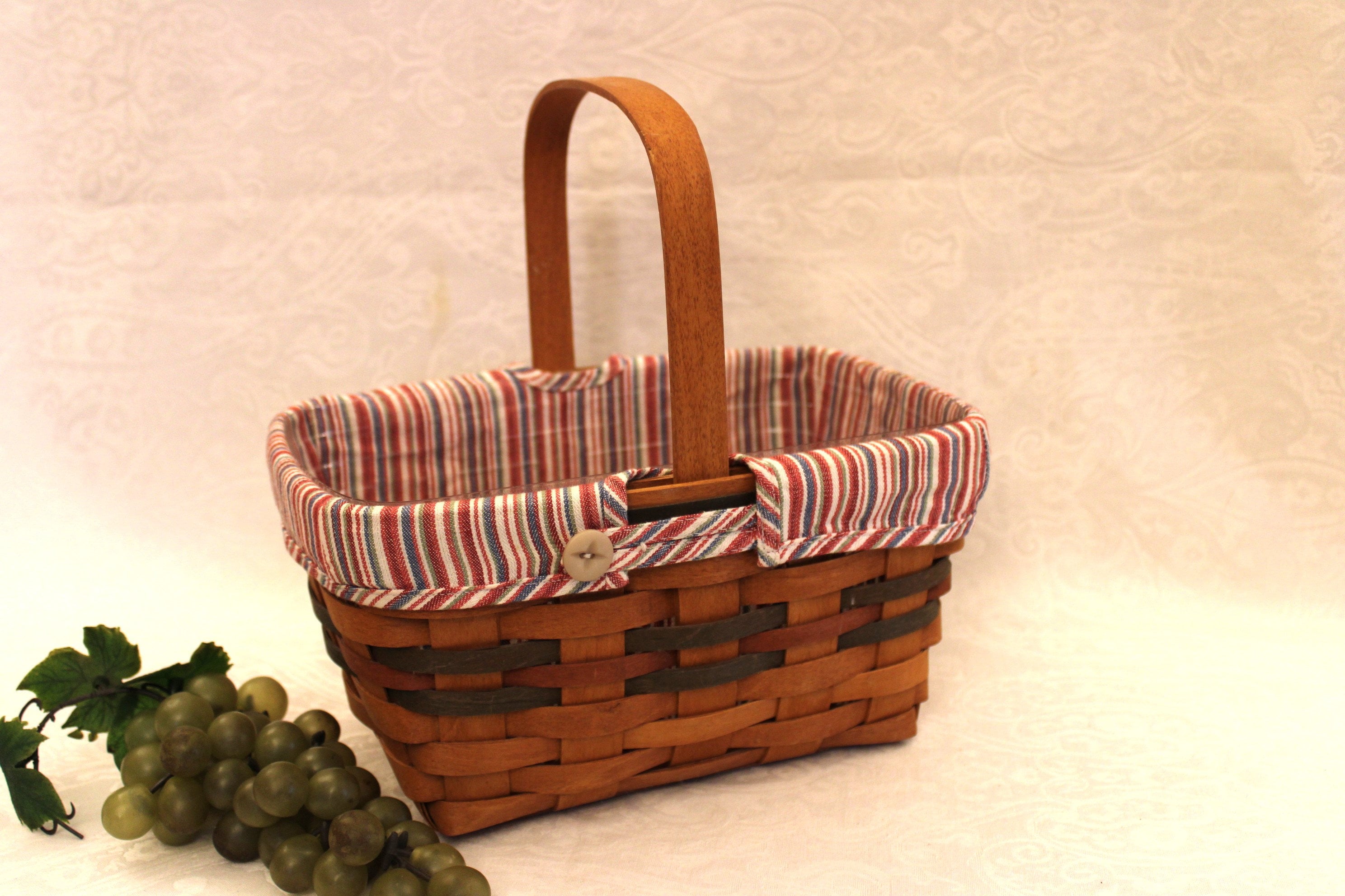 Longaberger 1991 Shades of Autumn Spring Basket With Woven Stripes