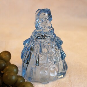 Vintage Boyd Glass 4&quot; Colonial Lady Figurine - Louise, Willow Blue Color in Excellent Condition!
