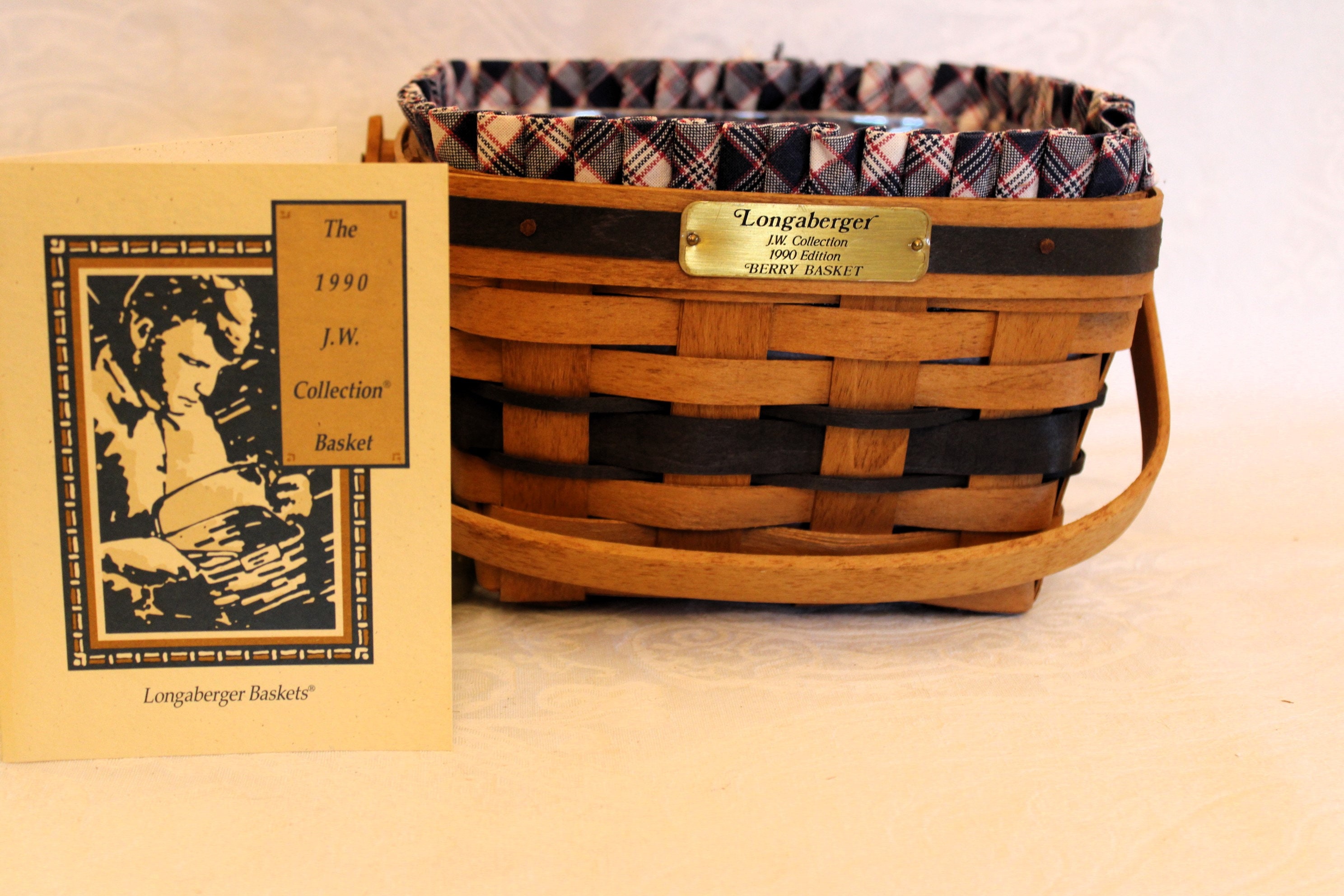 Longaberger 1990 J.W. Collection Berry Basket With Blue Accents