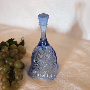 Fenton Art Glass 6.25&quot; Bell - Blue Opalescent Glass, Beauty Pattern, in Excellent Condition!