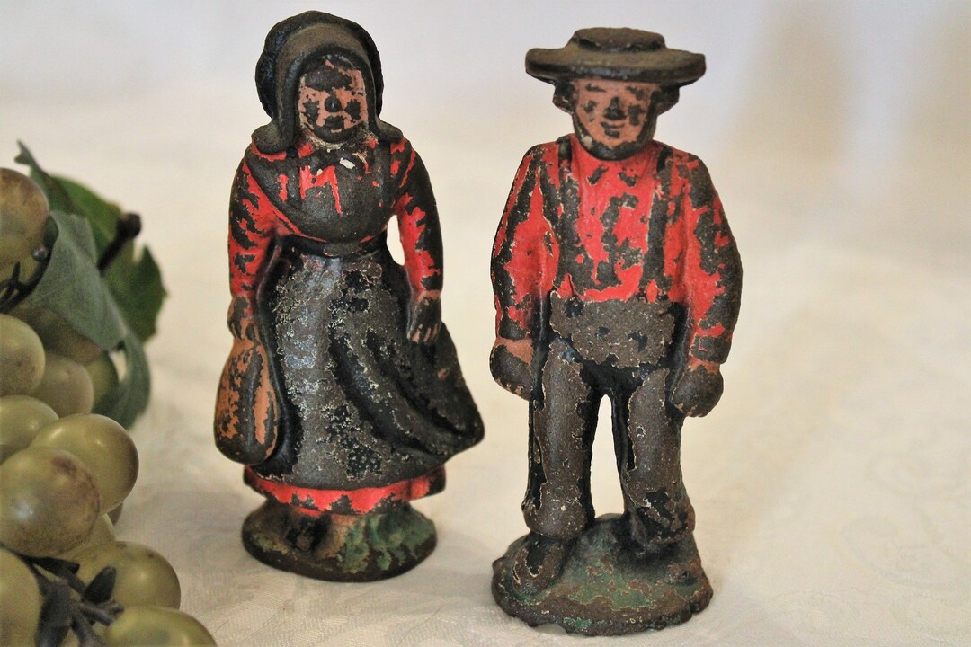 Antique Cast Iron Amish Figurines Etsy
