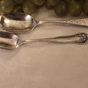 Antique &quot;Ella&quot; Monogrammed Sterling Silver 5.5&quot; Spoons - Baby Spoon with Victorian Handle, Circa 1900 and 1901