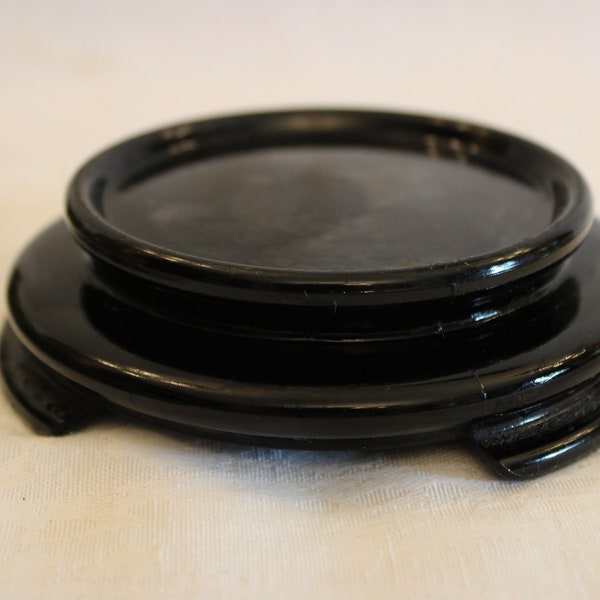 Black Glass Ginger Jar Base or Vase Stand - Possibly Fenton, Unmarked