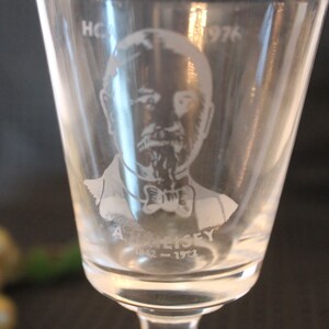 Rare 1976 Heisey Collectors of America Glass Claret Wine Glass Oxford Stem with Portrait of A.H. Heisey, Excellent Condition image 3