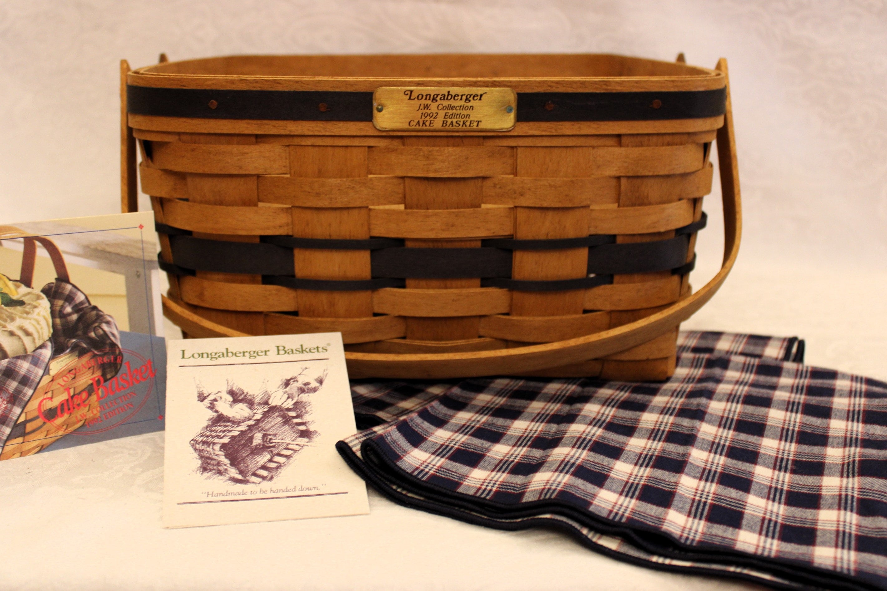 Longaberger 1992 J.W. Collection Cake Basket With Two JW Blue