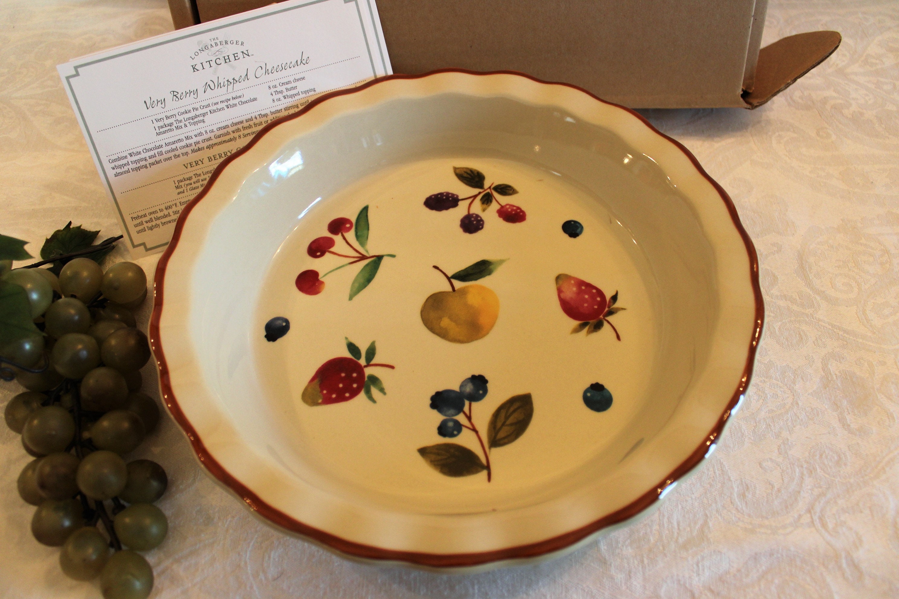 Longaberger Pottery 10 Pie Plate Berry Pattern Etsy