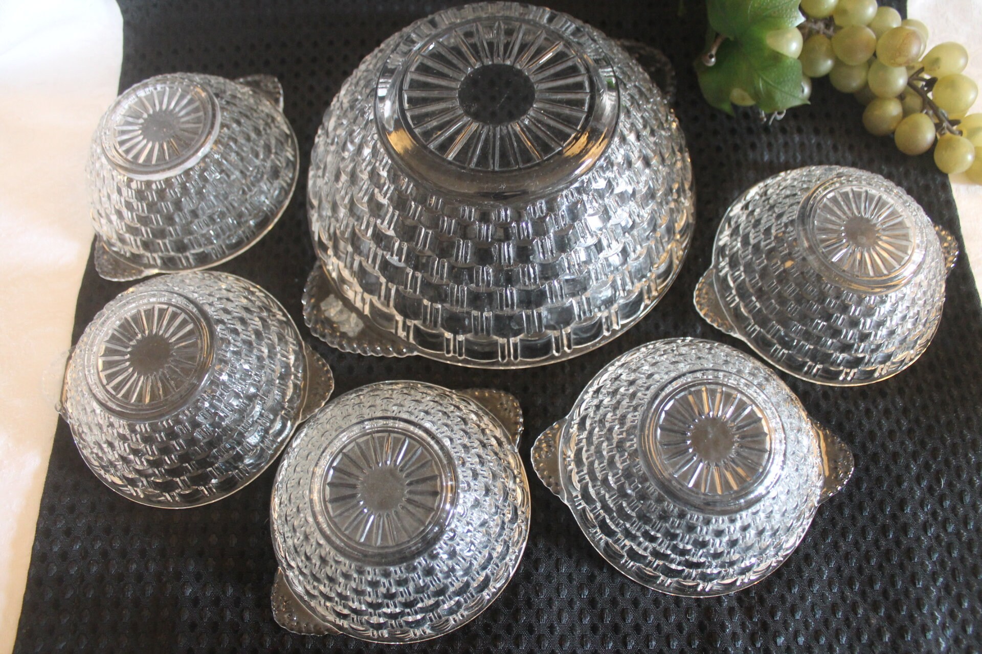 Vintage Clear Glass 6 piece Berry Bowl Set Service for 5 Etsy