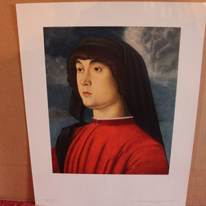 Giovanni Bellini &quot;Portrait of a Young Man in Red&quot; Fine Art Lithograph from National Gallery of Art, Washington D.C. - 11&quot; by 14&quot;