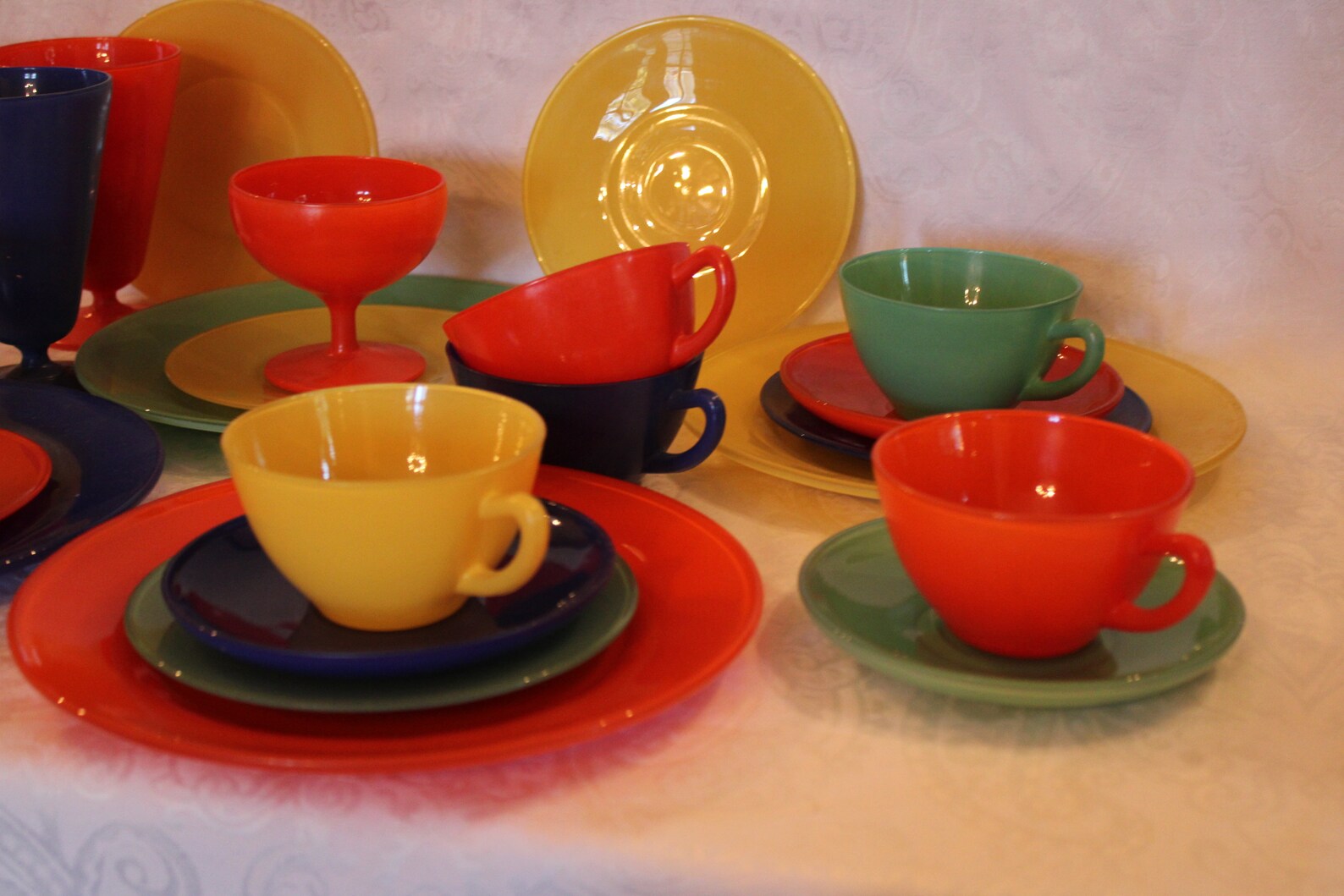 Collection of Anchor Hocking Glass Fire King Rainbow Etsy