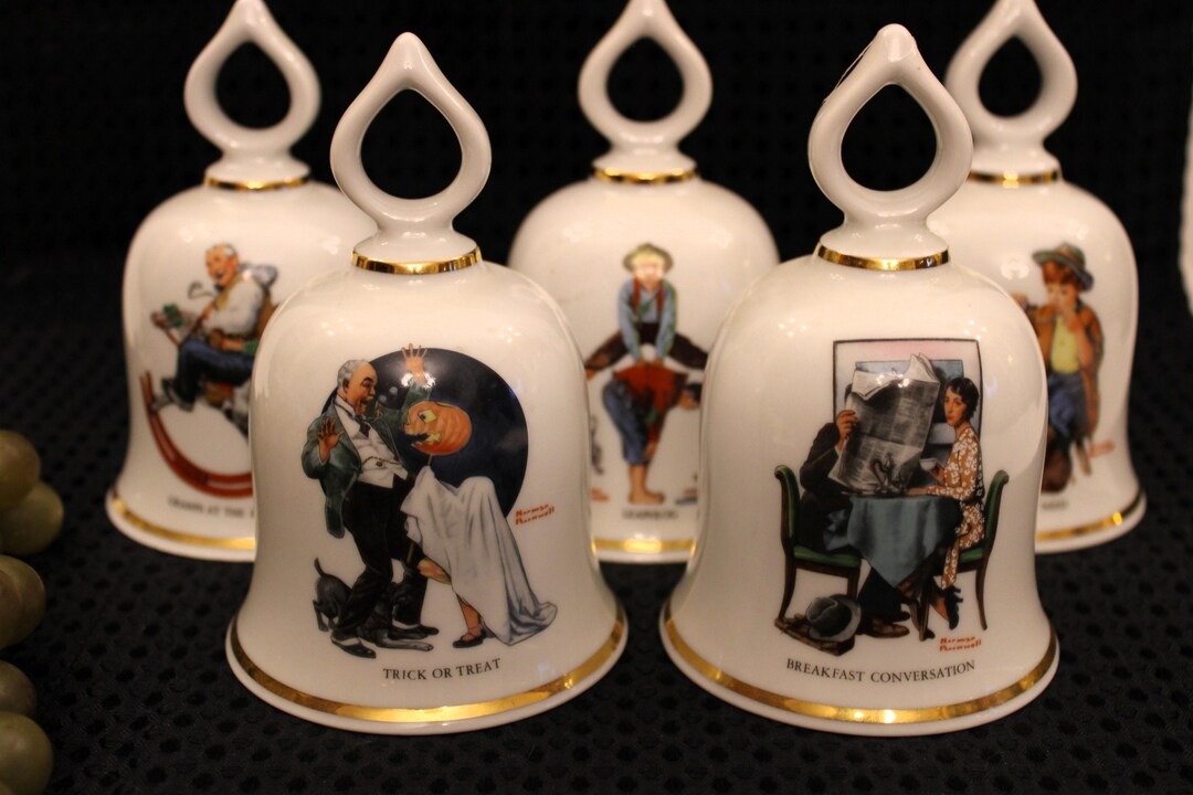 Set of 5 Norman Rockwell Bells - 1979 Danbury Mint, Trick or Treat ...
