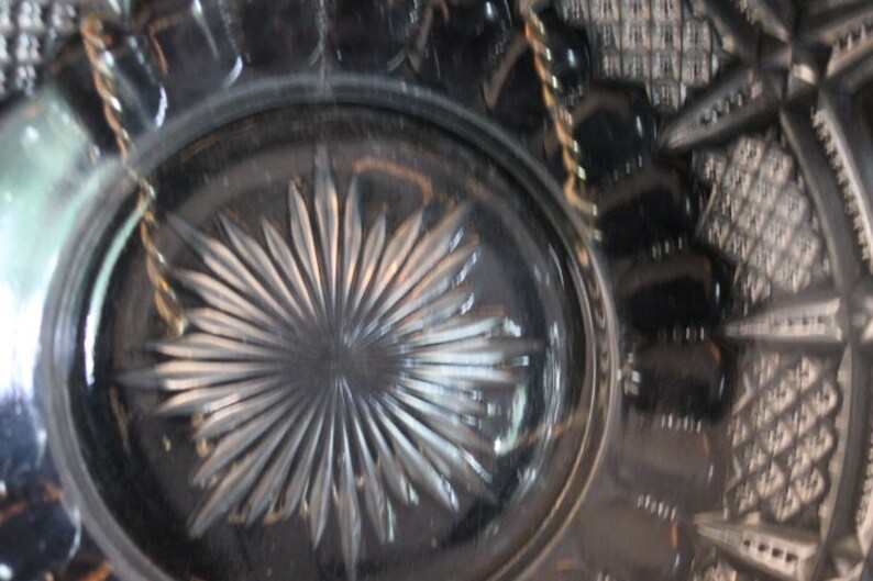 EAPG Model Flint Glass 9.25 Serving Bowl Banded Star and Fan Pattern