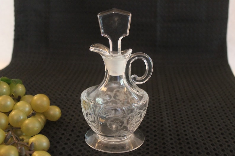 Set of 4 Heisey Chintz Etched Crystal Vintage Wine Glasses 8'' 