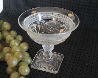 Imperial Glass Champagne or Tall Sherbet Glass - 4.25" Chroma Pattern with Square Base
