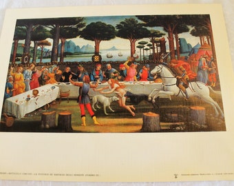 Vintage Botticelli "The Story of Nastagio Degli Honesti Part III" Fine Art Print from Museo Del Prado - Printed in Spain, 9.5" by 12.5"