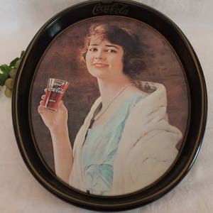 1973 Coca - Cola Advertising Metal Tray - 1923 Portrait of a Beautiful Lady Advertisement Design