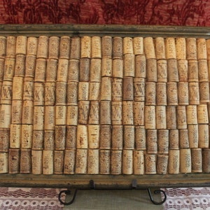 Large Handmade Wine Cork Tray with Solid Wood Frame and Wood Back - 12.5&quot; by 20.5&quot;