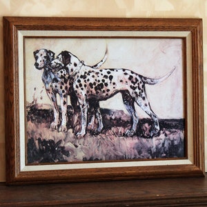 Leslie Cope Framed Lithograph of Dalmatian Dogs - 15" by 19", Double Signed, Professionally Framed
