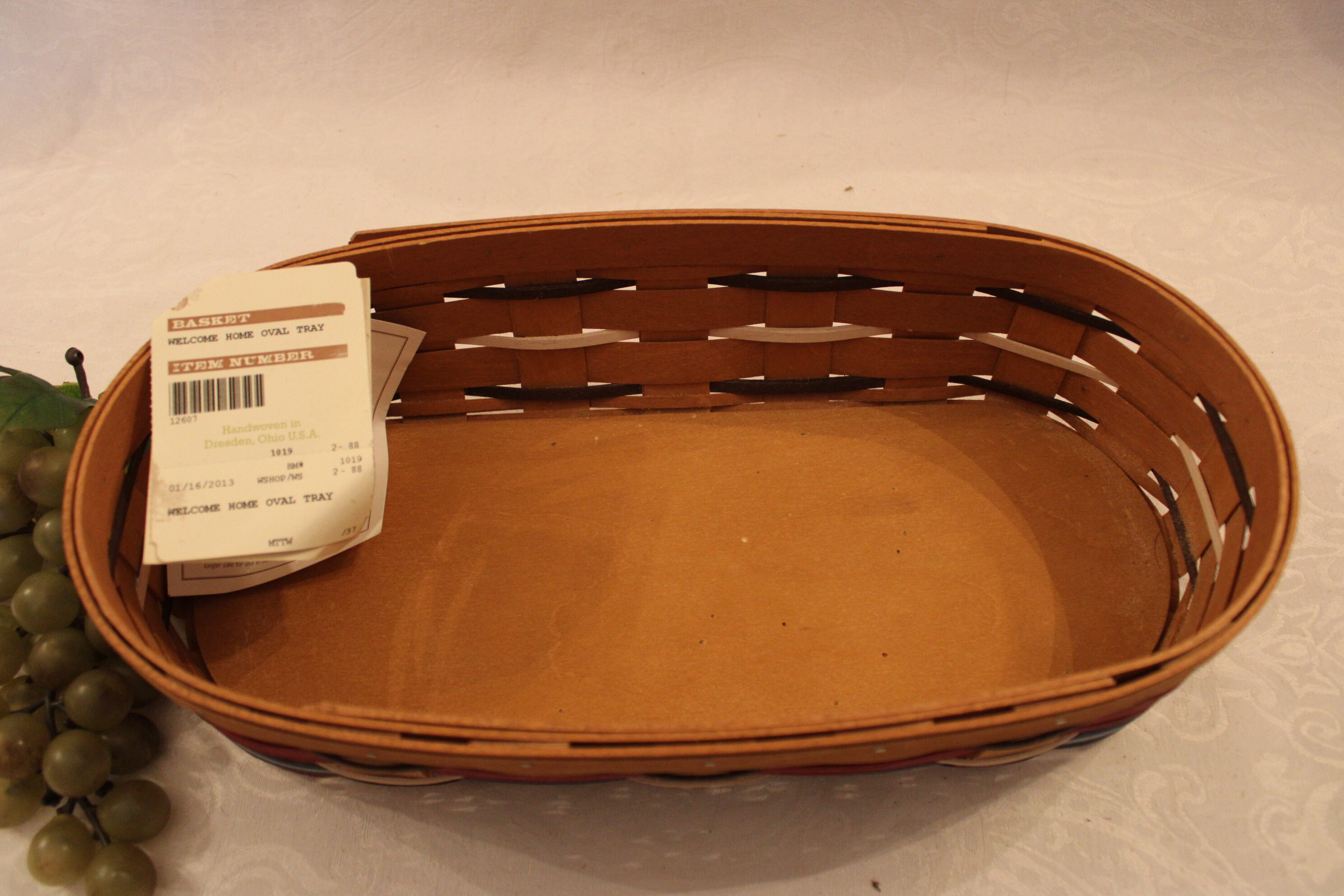 Longaberger Home Oval Tray Basket With Red White and Etsy