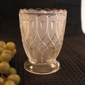 Antique EAPG Stippled Double Loop Clear Glass 4.5&quot; Spooner Vase - National Glass of Marietta, Ohio, No. 53, Circa 1902, Great Condition