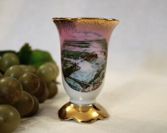 Niagara Falls of Canada Souvenir Porcelain 3" Toothpick or Match Holder - Made in East Germany