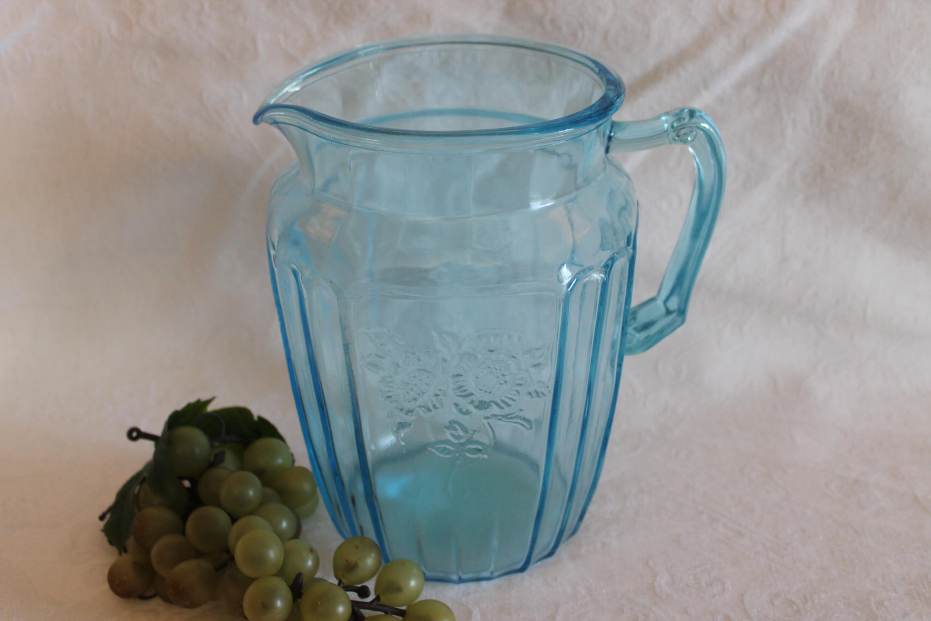 Rare Blue Depression Glass 80 Ounce Water Pitcher Mayfair Etsy