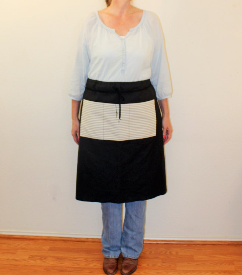Gathering Apron Black Half Apron with Large 3 Section Black Etsy