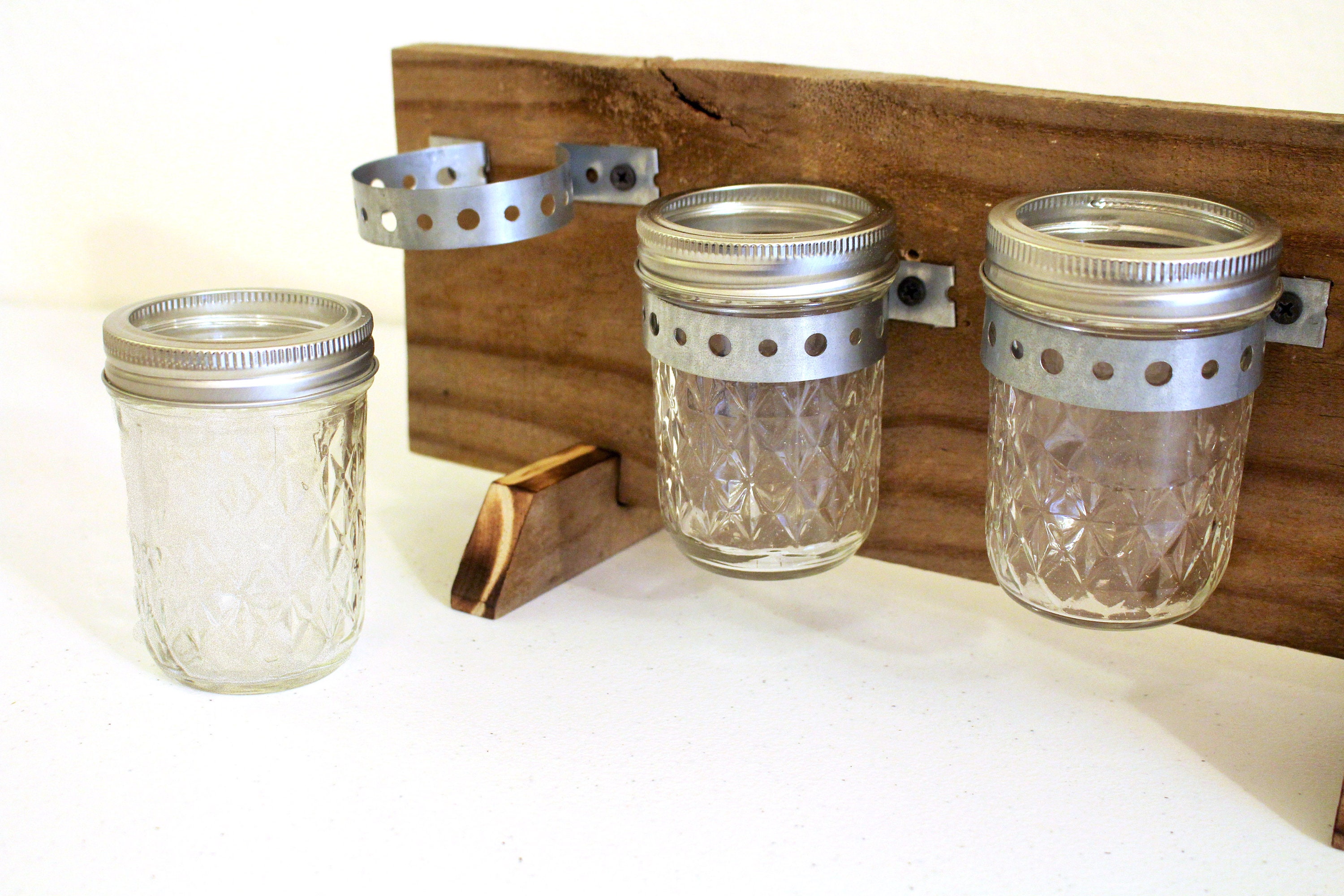 Mason Jar Desk Organizer Horizontal Rustic Wood Mason Jar Etsy
