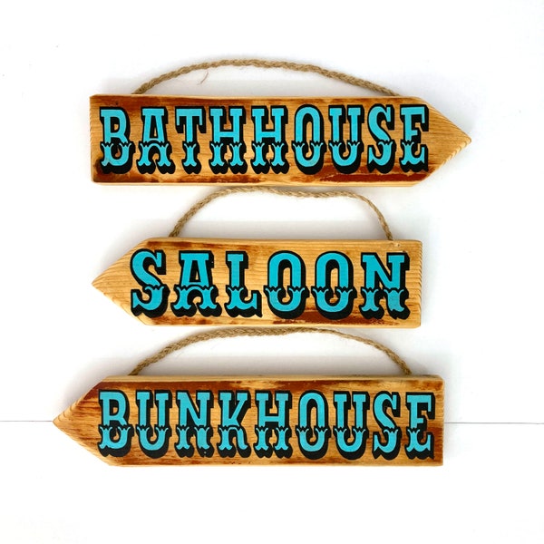 Western Decor Signs, Rustic Wood Western Decor, Coastal Cowgirl, Cowboy Core, Saloon, Bathhouse, Bunkhouse