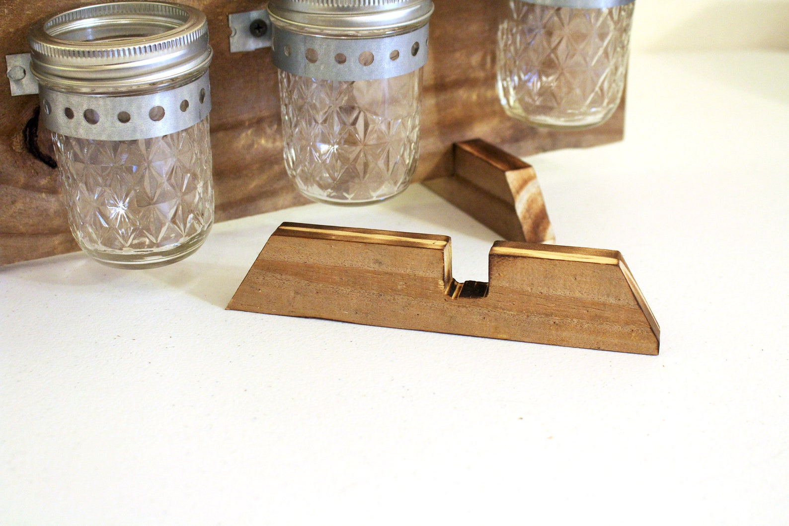 Mason Jar Desk Organizer Horizontal Rustic Wood Mason Jar Etsy
