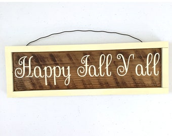Happy Fall Y'all Door Sign, Outdoor Rustic Wood Fall Door Decor, Autumn Porch Decorations
