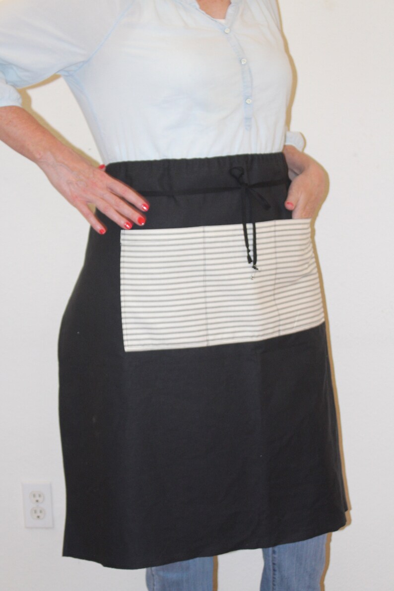 Gathering Apron Black Half Apron with Large 3 Section Black Etsy