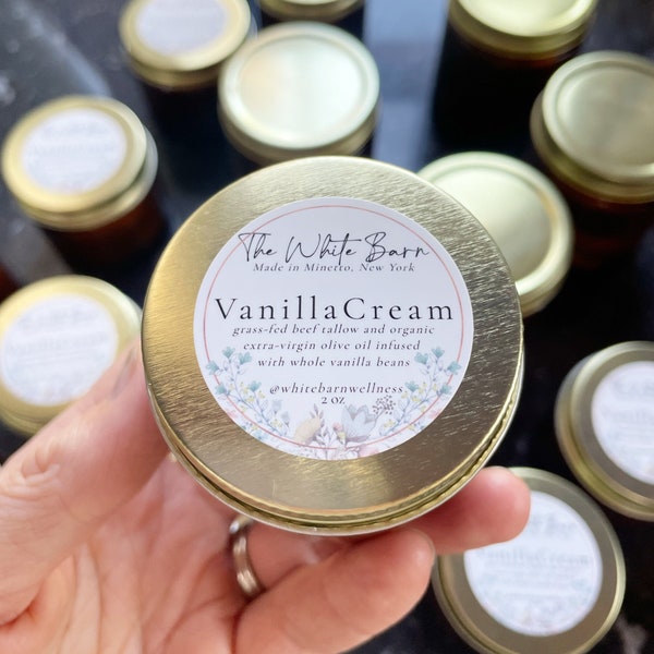 Vanilla Bean-Infused Tallow, Zero Essential Oils, Grass-Fed Beef, Whipped Cream in 1-, 2- OR 4-OUNCE SIZES