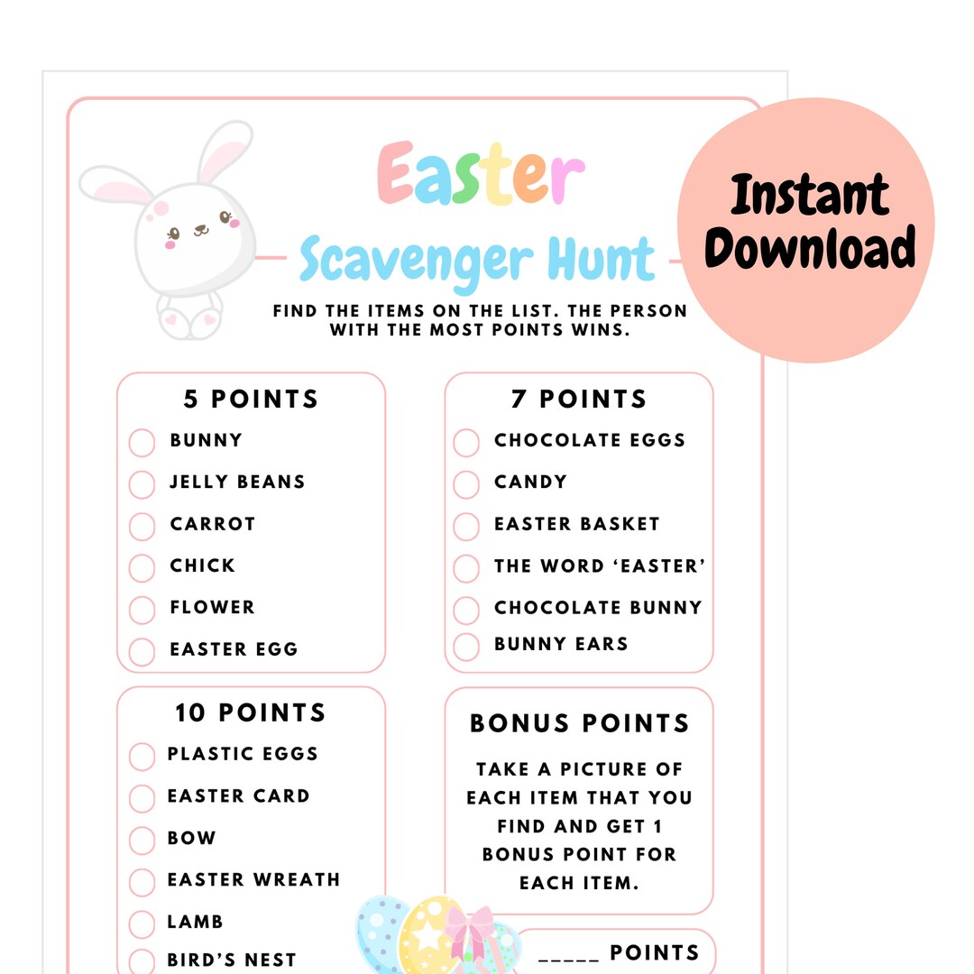 Easter Scavenger Hunt Game Easter Games Printable Easter Party Games ...