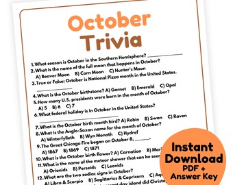 September Trivia Game Month Trivia Game Printable Fall Trivia Game Fall ...