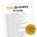 70th Birthday Trivia Game | 70th Birthday Game Printable | 70th ...
