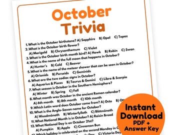 September Trivia Game | September Game Printable | Fall Trivia Game ...