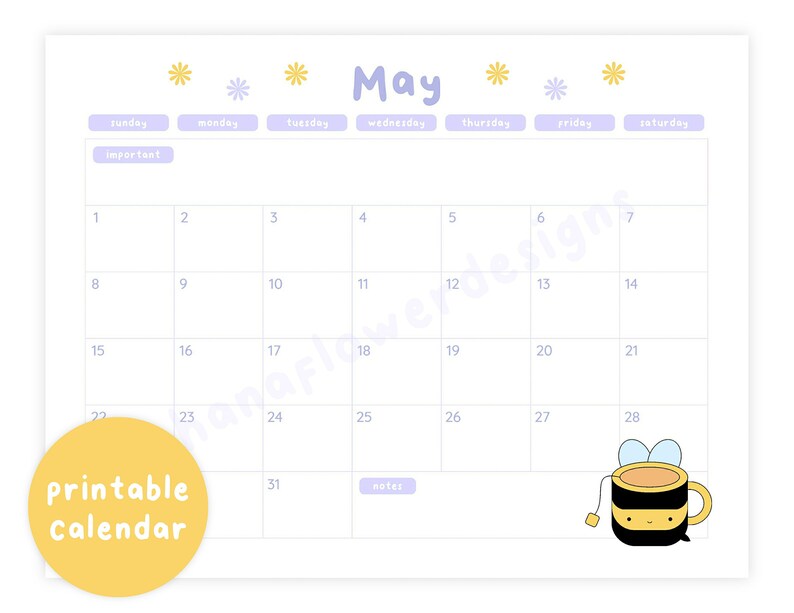 printable may 2022 calendar cute tea monthly calendar etsy australia